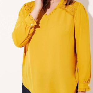 Loft Lace Shoulder Ruffle Blouse